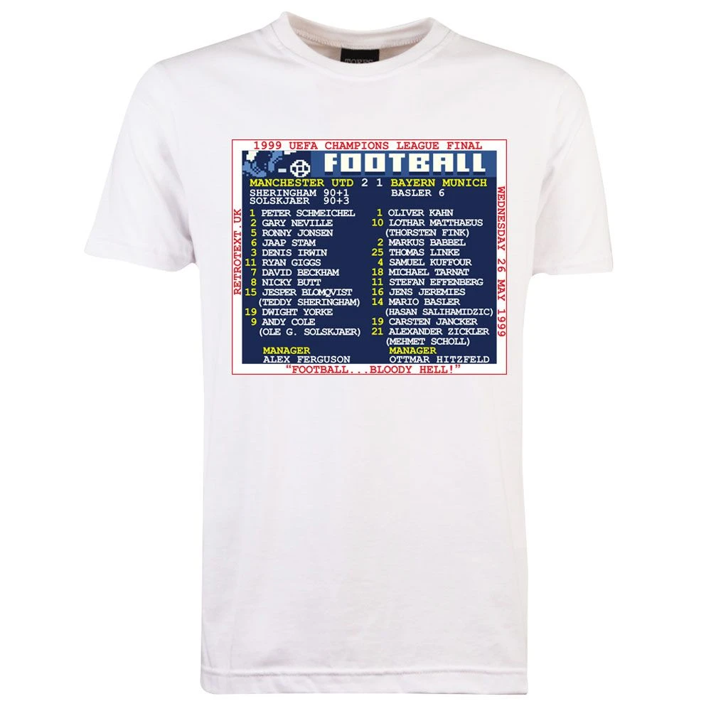 1999 Champions League Final (Man United) Retrotext T-Shirt 1 1999 Champions League Final (Man United) Retrotext T-Shirt