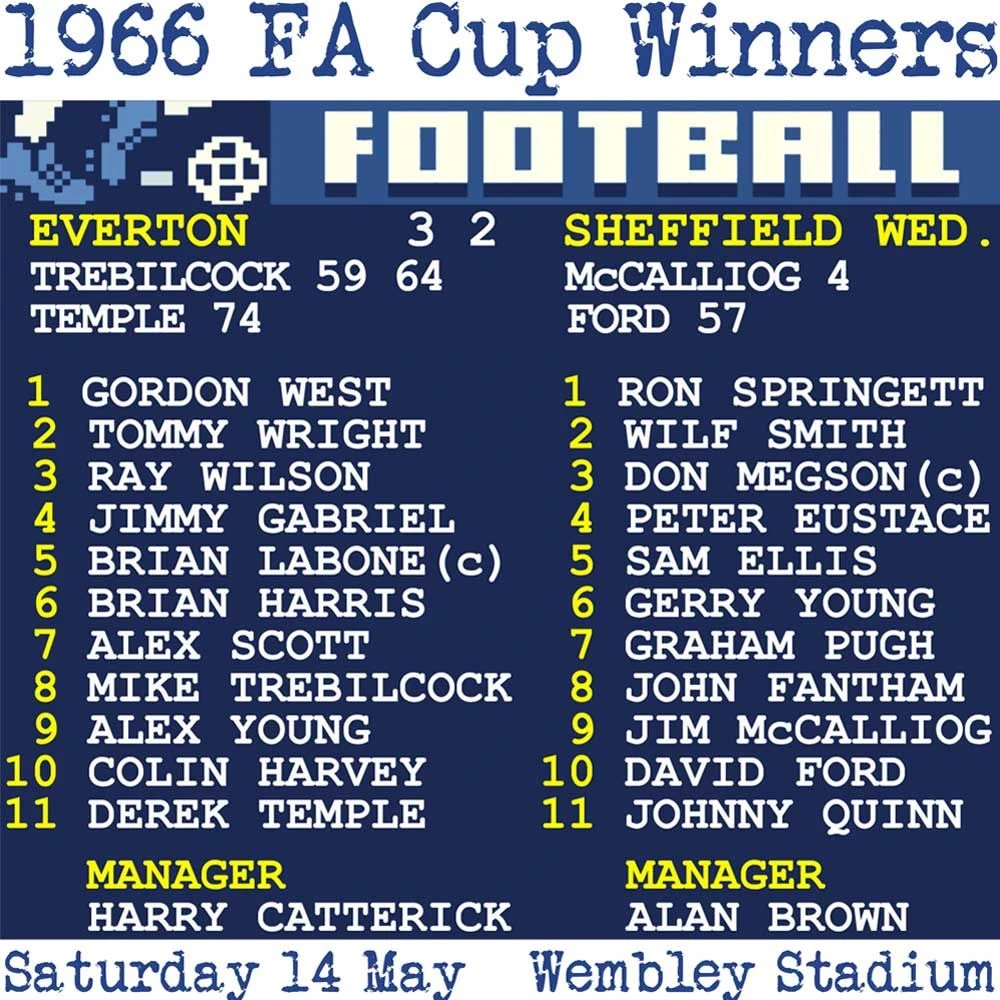 1966 FA Cup Final (Everton) Retrotext T-Shirt - White 2 1966 FA Cup Final (Everton) Retrotext T-Shirt - White - Image 2