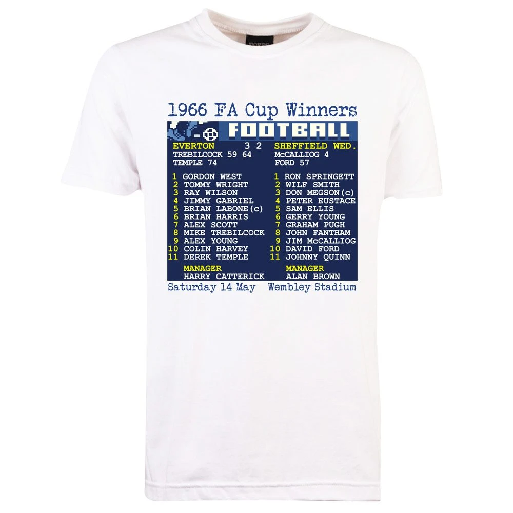 1966 FA Cup Final (Everton) Retrotext T-Shirt - White 1 1966 FA Cup Final (Everton) Retrotext T-Shirt - White