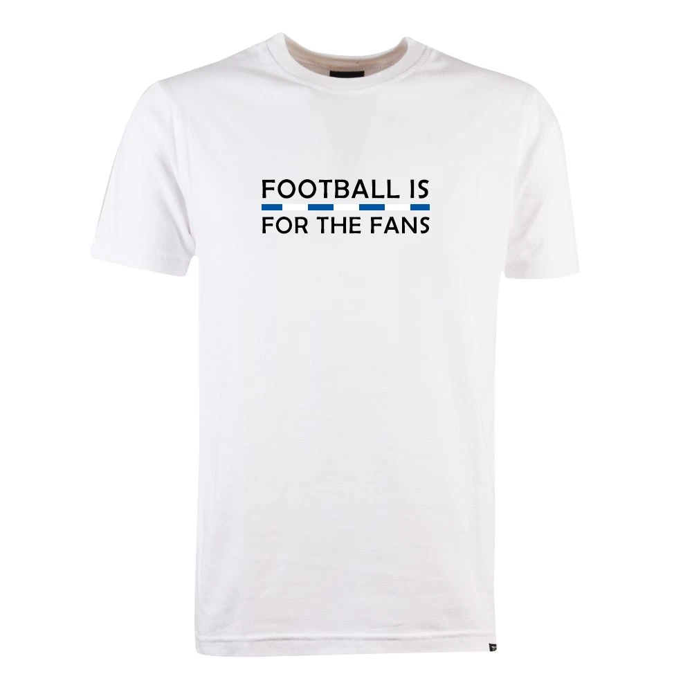 Blue/White Football Is For The Fans - White T-Shirt 1 Blue/White Football Is For The Fans - White T-Shirt