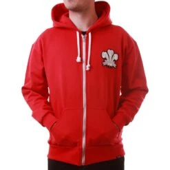 Wales 1905 Vintage Rugby Zipped Hoodie - Red -Jack Men Style Shop zh0001 3