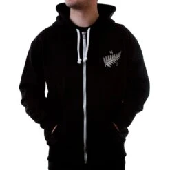 New Zealand 1924 Vintage Rugby Zipped Hoodie - Black -Jack Men Style Shop zh0002 3